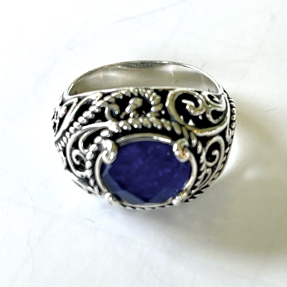 CAROLYN POLLACK RELIOS* Southwestern Style Sterling Blue Lapis Lazuli Stone Ring